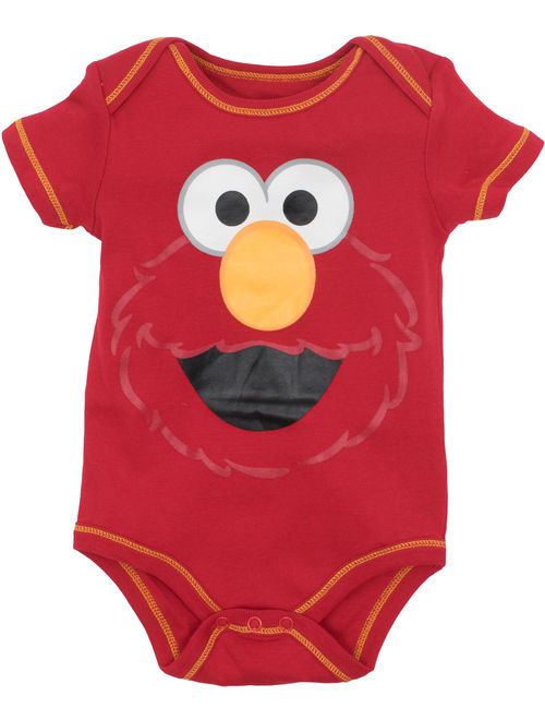 Sesame Street Baby Boy Girl 5 Pack Bodysuits - Elmo, Cookie Monster, Oscar and Big Bird (6-9 Months)