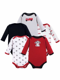 Luvable Friends Baby Boy Cotton Long-Sleeve Bodysuits 5pk, Dog, 0-3 Months