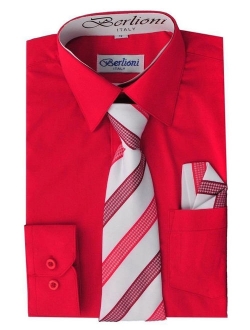 Italy Boys Toddlers Long Sleeve Dress Shirt With Tie & Hanky