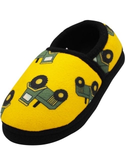 Norty Little Kid / Big Kid Boys Fleece Memory Foam Slip On Indoor Slippers Shoe, 40833 Black/Lime / 3MUSLittleKid