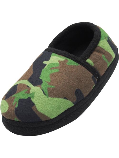 Norty Little Kid / Big Kid Boys Fleece Memory Foam Slip On Indoor Slippers Shoe, 40833 Black/Lime / 3MUSLittleKid