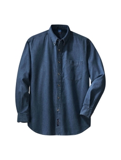 Port & Company SP10 Mens Long Sleeve Value Denim Shirt, Faded Blue - Extra Small