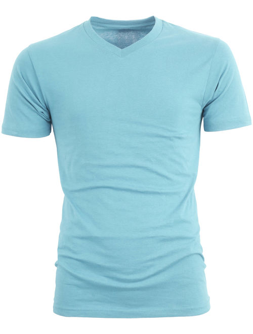 Men's Premium Solid Cotton V Neck T-Shirts Short Sleeve Tee