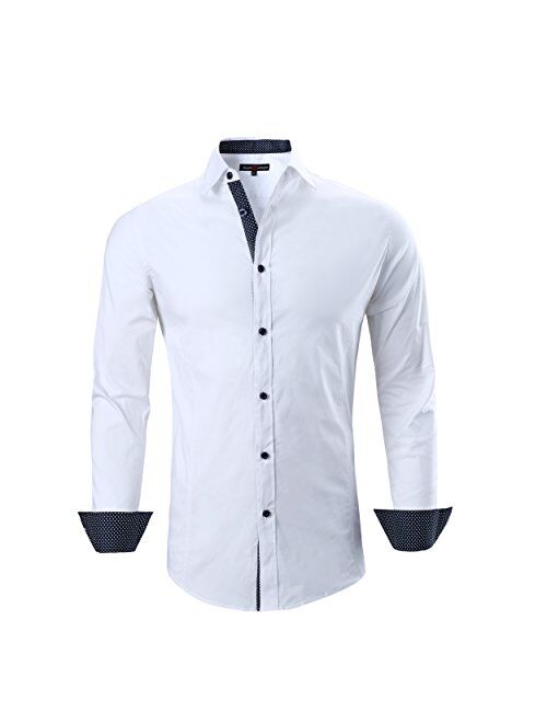 Alex Vando Mens Dress Shirts Regular Fit Long Sleeve Stretch Business Dress Shirts for Men