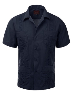 Guayabera Men's Cuban Beach Wedding Short Sleeve Button-Up Casual Dress Shirt