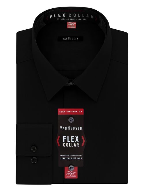 Van Heusen Men's Solid Slim Fit Flex Collar Stretch Long Sleeve Dress Shirt