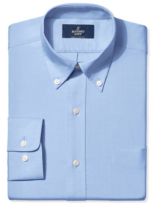 Amazon Brand - BUTTONED DOWN Men's Classic Fit Button-Collar Solid Pinpoint Dress Shirt, Supima Cotton Non-Iron