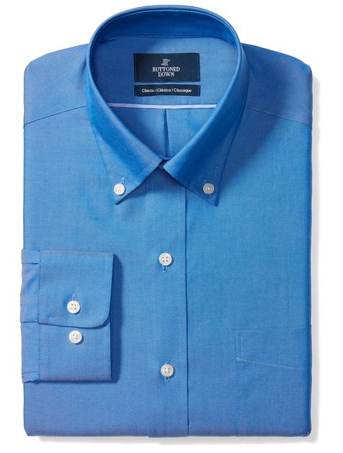 Amazon Brand - BUTTONED DOWN Men's Classic Fit Button-Collar Solid Pinpoint Dress Shirt, Supima Cotton Non-Iron