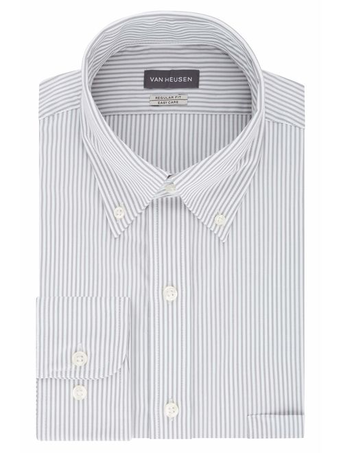 Van Heusen Men's Pinpoint Regular Fit Stripe Button Down Collar Dress Shirt