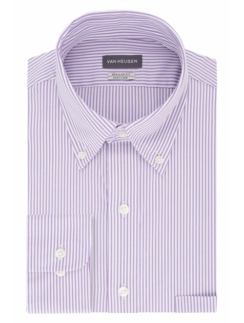 Van Heusen Men's Pinpoint Regular Fit Stripe Button Down Collar Dress Shirt