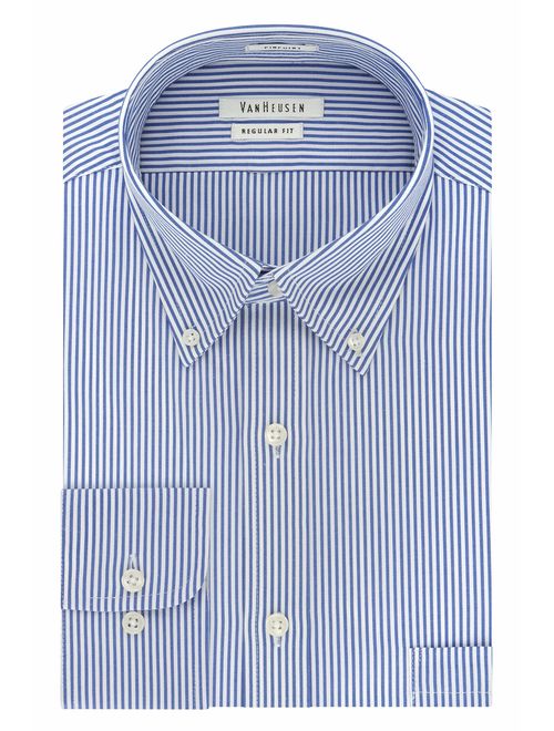 Van Heusen Men's Pinpoint Regular Fit Stripe Button Down Collar Dress Shirt