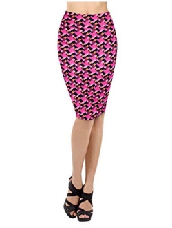 H&C Women's Elastic Waist Stretchy Office Pencil Skirt Made in USA