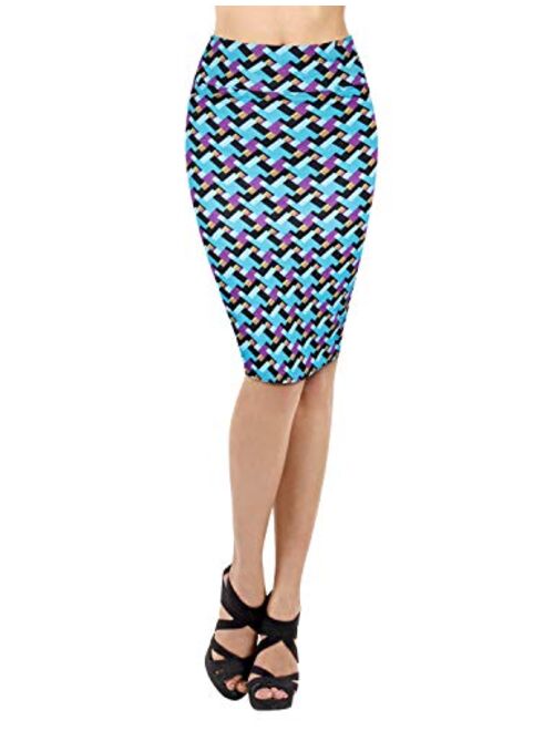 H&C Women's Elastic Waist Stretchy Office Pencil Skirt Made in USA