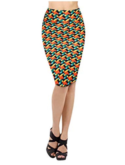 H&C Women's Elastic Waist Stretchy Office Pencil Skirt Made in USA