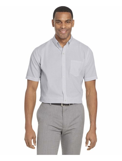 Van Heusen Men's Wrinkle Free Short Sleeve Button Down Check Shirt