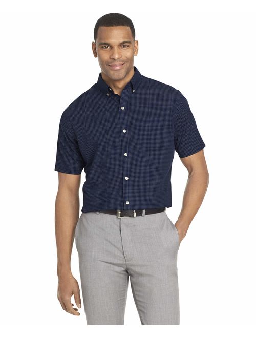 Van Heusen Men's Wrinkle Free Short Sleeve Button Down Check Shirt