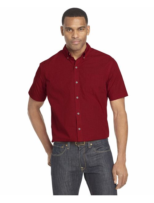 Van Heusen Men's Wrinkle Free Short Sleeve Button Down Check Shirt