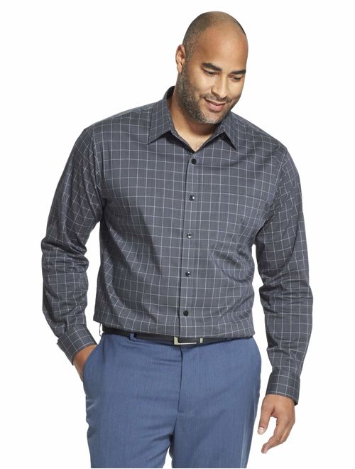 Van Heusen Men's Big and Tall Traveler Stretch Long Sleeve Button Down Black/Khaki/Grey Shirt