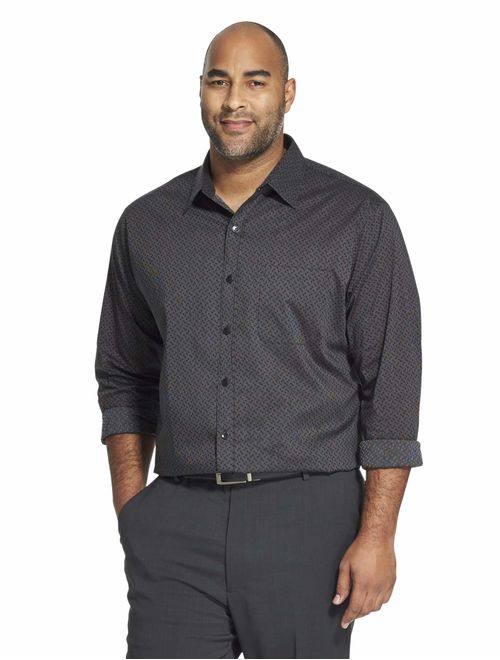 Van Heusen Men's Big and Tall Traveler Stretch Long Sleeve Button Down Black/Khaki/Grey Shirt