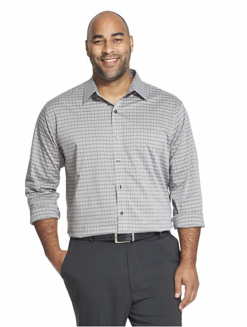 Van Heusen Men's Big and Tall Traveler Stretch Long Sleeve Button Down Black/Khaki/Grey Shirt