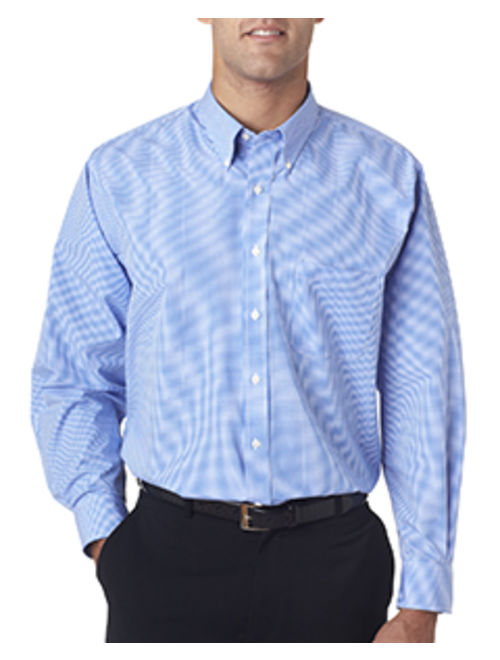 Van Heusen Men's Long-Sleeve Yarn-Dyed Gingham Check - PERIWINKLE - L V0225