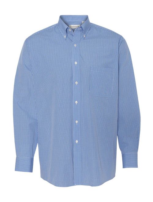 Van Heusen Men's Long-Sleeve Yarn-Dyed Gingham Check - PERIWINKLE - L V0225