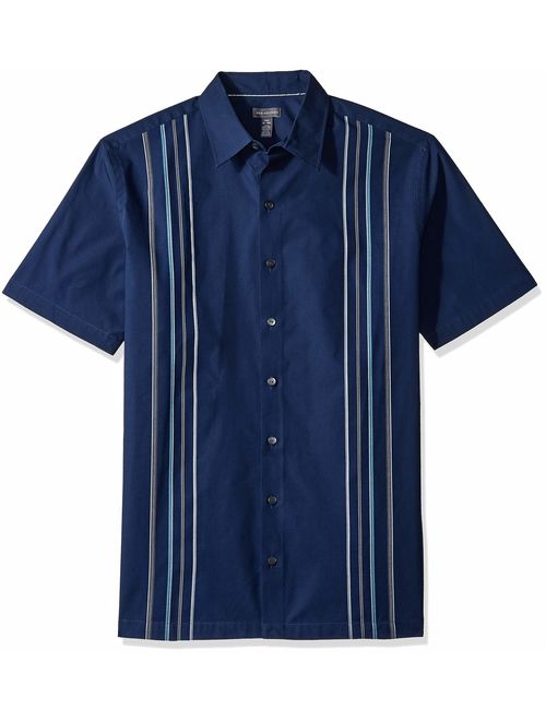 Van Heusen Men's Big and Tall Air Short Sleeve Button Down Panel Stripe Shirt