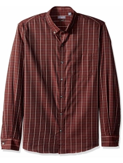 Men's Slim Fit Flex Long Sleeve Button Down Stretch Windowpane Shirt