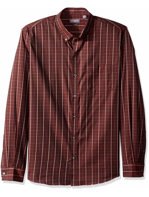 Van Heusen Men's Slim Fit Flex Long Sleeve Button Down Stretch Windowpane Shirt