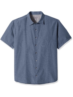 Men's Big and Tall Air Short Sleeve Button Down Solid Shirt