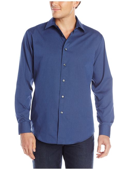 Van Heusen Men's Sateen Stripe Long Sleeve Button Down