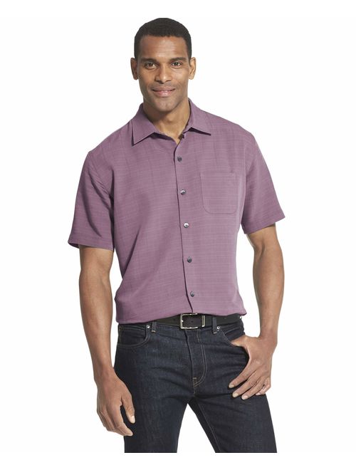 Van Heusen Men's Big and Tall Air Short Sleeve Button Down Grid Shirt