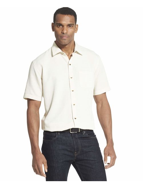 Van Heusen Men's Big and Tall Air Short Sleeve Button Down Grid Shirt