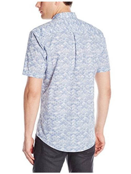 Van Heusen Men's Short-Sleeve Indigo Faux Denim Dobby Shirt