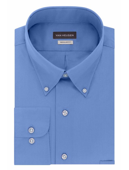 Van Heusen Men's Dress Shirts Regular Fit Silky Poplin Solid