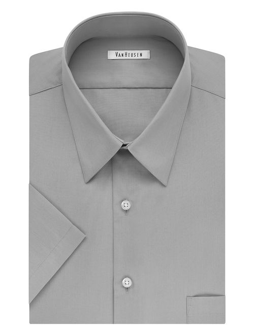 Van Heusen Men's BIG FIT Short Sleeve Dress Shirts Poplin Solid (Big and Tall)