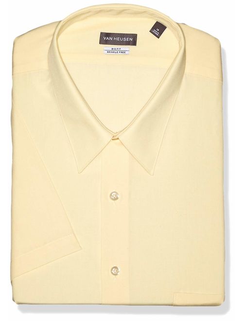 Van Heusen Men's BIG FIT Short Sleeve Dress Shirts Poplin Solid (Big and Tall)