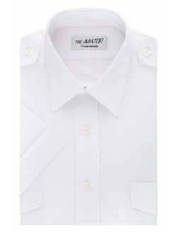 Mens Dress Shirts Short Sleeve Aviator Shirt Solid Spread Collar