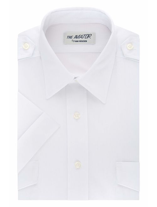 Van Heusen Mens Dress Shirts Short Sleeve Aviator Shirt Solid Spread Collar