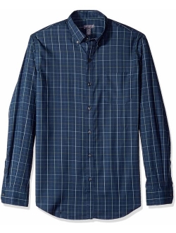 Men's Flex Long Sleeve Button Down Stretch Windowpane Shirt