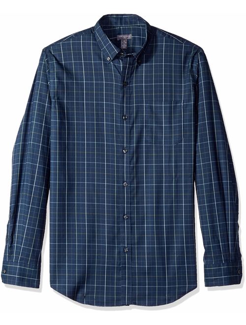 Van Heusen Men's Flex Long Sleeve Button Down Stretch Windowpane Shirt