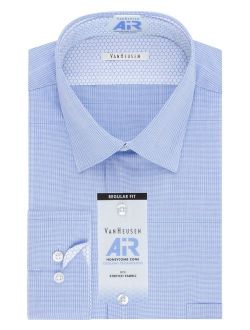 Van Heusen Men's Herringbone Regular Fit Solid Spread Collar Dress Shirt