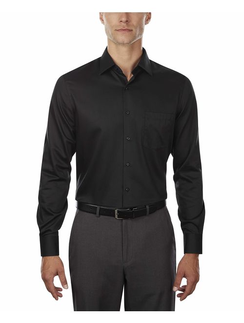 Van Heusen Men's Dress Shirts Fitted Lux Sateen Stretch Solid Spread Collar