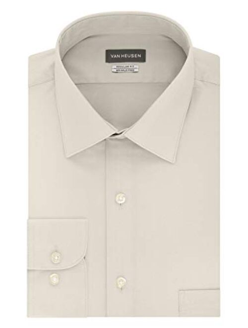 Van Heusen Men's Herringbone Regular Fit Solid Spread Collar Dress Shirt