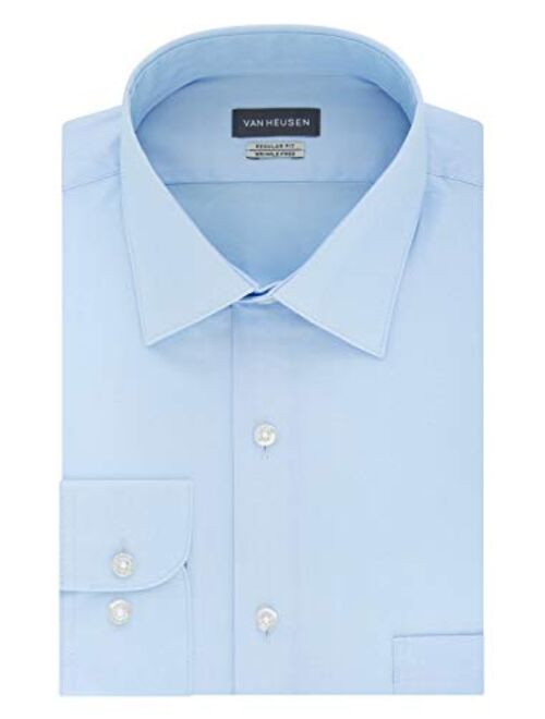 Van Heusen Men's Herringbone Regular Fit Solid Spread Collar Dress Shirt