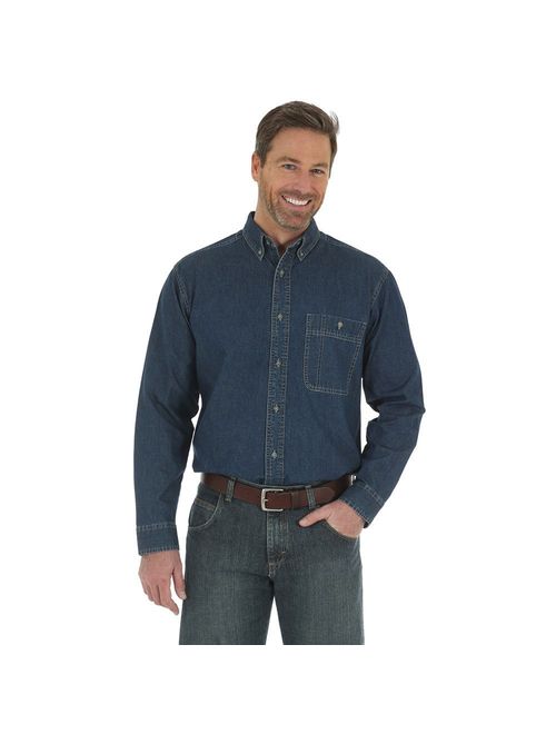 Buy Wrangler Men's Rugged Wear Basic One-Pocket Denim Shirt online ...