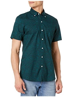 Amazon Brand - Goodthreads Men's Slim-Fit Short-Sleeve Printed Poplin Shirt