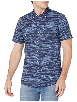 Amazon Brand - Goodthreads Men's Slim-Fit Short-Sleeve Printed Poplin Shirt