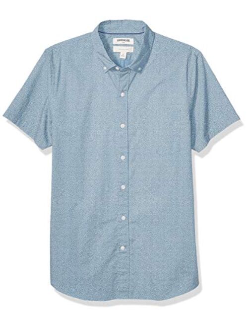 Amazon Brand - Goodthreads Men's Slim-Fit Short-Sleeve Printed Poplin Shirt