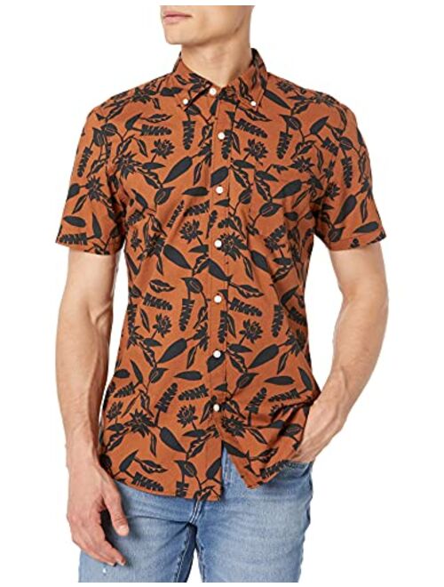 Amazon Brand - Goodthreads Men's Slim-Fit Short-Sleeve Printed Poplin Shirt